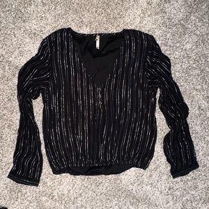 Black Blouse with Silver Threading